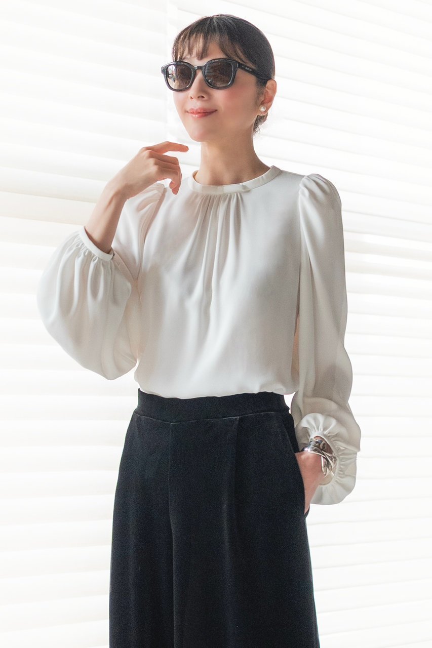 【デイジーリン/DAISY LIN】のBlouse “Audrey Ribbon II” 人気、トレンドファッション・服の通販 founy(ファニー) 　ファッション　Fashion　レディースファッション　Fashion for Women　トップス・カットソー　Cut & Sew Tops　シャツ・ブラウス・オフィスカジュアル　Elegant Blouses & Button-Ups　ウォッシャブル　Machine Washable　シンプル　Simple, Minimal　スリーブ　Sleeve, Long Sleeve / Short Sleeve　チュール　Tulip, Tulip Motif　ドレープ　Drape, Draping Fabric　フロント　Front, Front Design　リボン　Ribbon, Bow　ロング　Long, Long-Length　人気　Popular, Best Seller　秋　Autumn　other-7|ID: prp329100004931389 ipo3291000000037013396