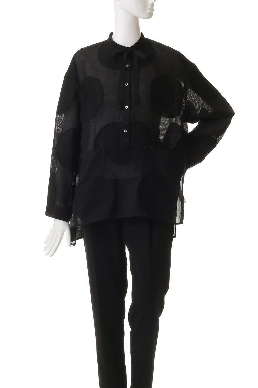 【プレインピープル/PLAIN PEOPLE】のビッグドットスラッシュネックシャツ 人気、トレンドファッション・服の通販 founy(ファニー) 　ファッション　Fashion　レディースファッション　Fashion for Women　トップス・カットソー　Cut & Sew Tops　シャツ・ブラウス・オフィスカジュアル　Elegant Blouses & Button-Ups　スリーブ　Sleeve, Long Sleeve / Short Sleeve　ドット　Polka Dot, Dot Pattern　モダン　Modern, Contemporary　リボン　Ribbon, Bow　ロング　Long, Long-Length　other-2|ID: prp329100004931398 ipo3291000000037013451