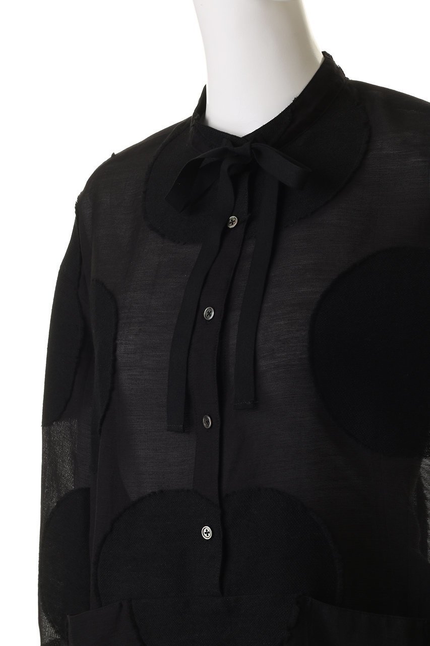 【プレインピープル/PLAIN PEOPLE】のビッグドットスラッシュネックシャツ 人気、トレンドファッション・服の通販 founy(ファニー) 　ファッション　Fashion　レディースファッション　Fashion for Women　トップス・カットソー　Cut & Sew Tops　シャツ・ブラウス・オフィスカジュアル　Elegant Blouses & Button-Ups　スリーブ　Sleeve, Long Sleeve / Short Sleeve　ドット　Polka Dot, Dot Pattern　モダン　Modern, Contemporary　リボン　Ribbon, Bow　ロング　Long, Long-Length　other-5|ID: prp329100004931398 ipo3291000000037013456