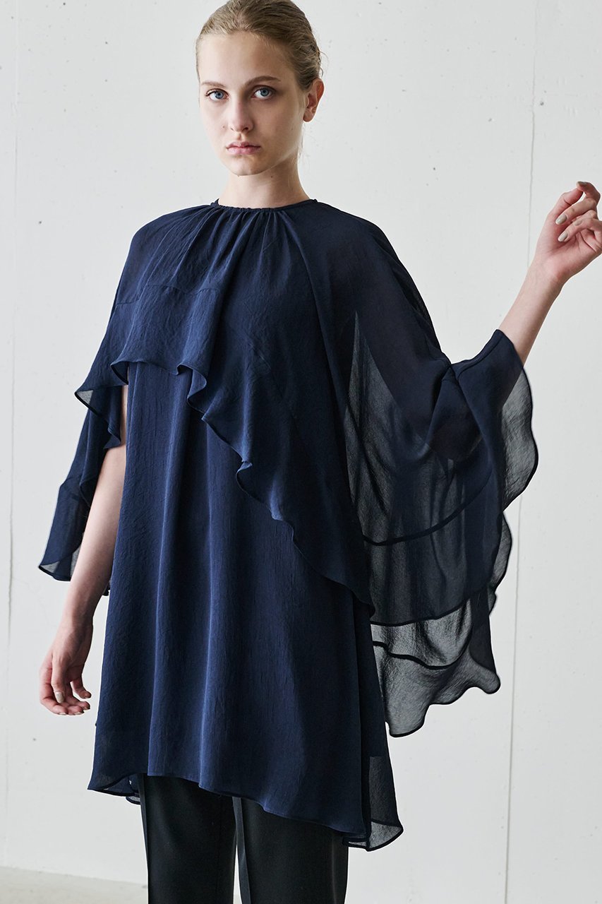 【ジェイドット/j.】のトリアセジョーゼットフリルドレスブラウス 人気、トレンドファッション・服の通販 founy(ファニー) 　ファッション　Fashion　レディースファッション　Fashion for Women　トップス・カットソー　Cut & Sew Tops　シャツ・ブラウス・オフィスカジュアル　Elegant Blouses & Button-Ups　ワンピース　Dresses　フォーマル・パーティードレス・結婚式用ドレス　Elegant & Casual Dresses　エアリー　Airy Texture　シアー　Sheer, See-Through　ジョーゼット　Georgette, Semi-Sheer Fabric　スリーブ　Sleeve, Long Sleeve / Short Sleeve　パーティ　Party, Party Style　フェミニン　Feminine, Girly　フリル　Frill, Ruffle　ロング　Long, Long-Length　other-8|ID: prp329100004931401 ipo3291000000037013489