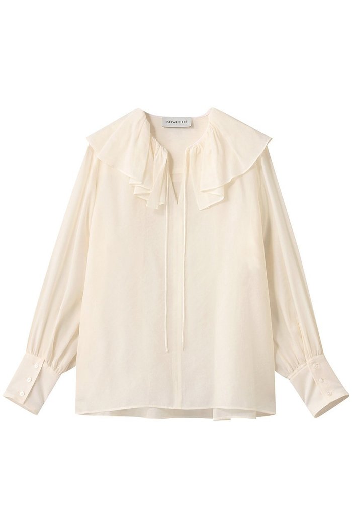【デパリエ/DEPAREILLE】のシルキーラッフルブラウス インテリア・キッズ・メンズ・レディースファッション・服の通販 founy(ファウニー) https://founy.com/ ファッション Fashion レディースファッション Fashion for Women トップス・カットソー Cut & Sew Tops シャツ・ブラウス・オフィスカジュアル Elegant Blouses & Button-Ups スリーブ Sleeve, Long Sleeve / Short Sleeve ロング Long, Long-Length |ID: prp329100004931422 ipo3291000000037013687