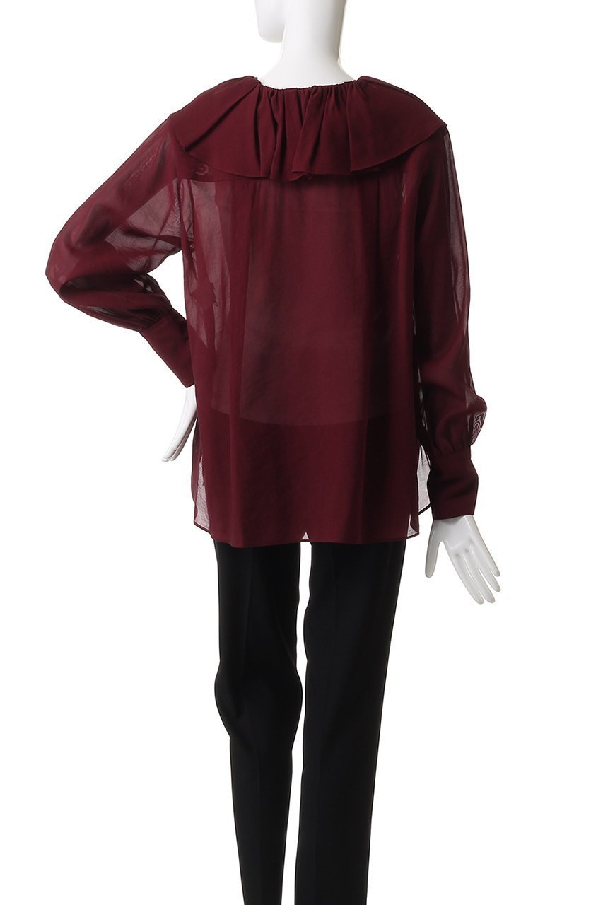 【デパリエ/DEPAREILLE】のシルキーラッフルブラウス 人気、トレンドファッション・服の通販 founy(ファニー) 　ファッション　Fashion　レディースファッション　Fashion for Women　トップス・カットソー　Cut & Sew Tops　シャツ・ブラウス・オフィスカジュアル　Elegant Blouses & Button-Ups　スリーブ　Sleeve, Long Sleeve / Short Sleeve　ロング　Long, Long-Length　other-4|ID: prp329100004931422 ipo3291000000037013698