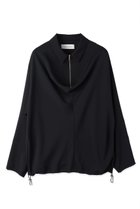 【クルニ/CULLNI】の【UNISEX】Airy Cloth ドレープ ドローストリング ハーフジップシャツ ブラック|ID: prp329100004931448 ipo3291000000037013842