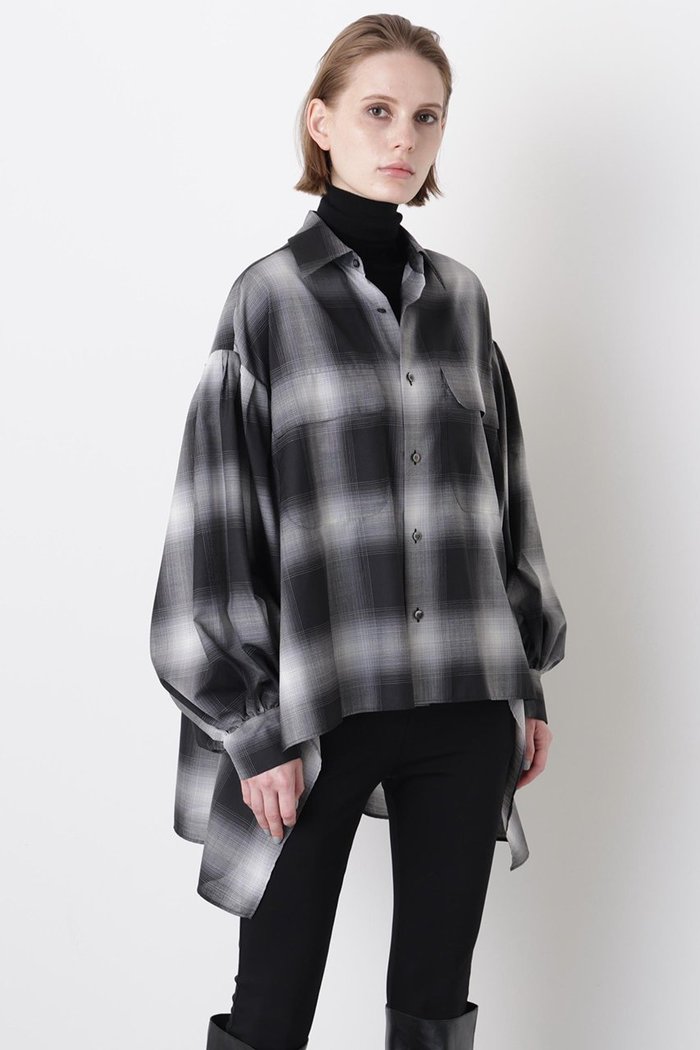 【ヒューエルミュージアム/hueLe Museum】の【STUMBLY】Ombre Check Blouse インテリア・キッズ・メンズ・レディースファッション・服の通販 founy(ファウニー) https://founy.com/ ファッション Fashion レディースファッション Fashion for Women トップス・カットソー Cut & Sew Tops シャツ・ブラウス・オフィスカジュアル Elegant Blouses & Button-Ups クール Cool, Chic シアー Sheer, See-Through スリーブ Sleeve, Long Sleeve / Short Sleeve ドレープ Drape, Draping Fabric フロント Front, Front Design ロング Long, Long-Length エレガント 上品 Elegant |ID: prp329100004931450 ipo3291000000037013856