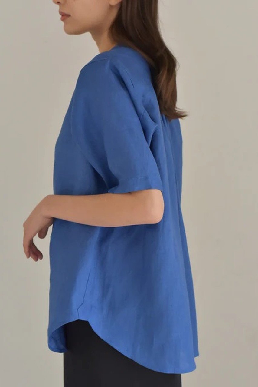 【レリル/lelill】のリネンベーシックシャツ 人気、トレンドファッション・服の通販 founy(ファニー) 　ファッション　Fashion　レディースファッション　Fashion for Women　トップス・カットソー　Cut & Sew Tops　シャツ・ブラウス・オフィスカジュアル　Elegant Blouses & Button-Ups　カフス　Cuff Design　ショート　Short, Short Length　スリーブ　Sleeve, Long Sleeve / Short Sleeve　タフタ　Taffeta, Structured Fabric　リネン　Linen, Linen Fabric　ロールアップ　Roll-Up, Cuffed Hem　夏　Summer　other-6|ID: prp329100004931462 ipo3291000000037014000