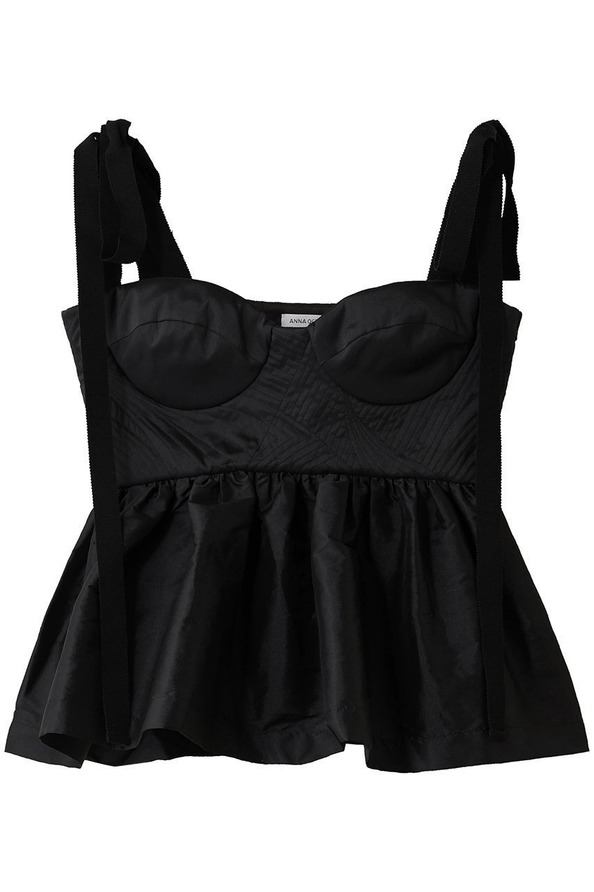 【カオス/Chaos】の【ANNA OCTOBER】フローリントップ インテリア・キッズ・メンズ・レディースファッション・服の通販 founy(ファニー) 　ファッション　Fashion　レディースファッション　Fashion for Women　トップス・カットソー　Cut & Sew Tops　キャミソール&ノースリーブ　Camisoles & Sleeveless Tops　シャツ・ブラウス・オフィスカジュアル　Elegant Blouses & Button-Ups　カットソー　Cut and Sewn Top　キャミソール　Camisole, Spaghetti Strap Top　デニム　Denim, Jeans Material　ノースリーブ　Sleeveless, No-Sleeve　パーティ　Party, Party Style　ビスチェ　Bustier, Corset Top　ペプラム　Peplum, Flared Hem　リボン　Ribbon, Bow　ブラック|ID: prp329100004931488 ipo3291000000037014199