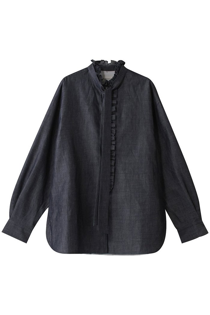 【デパリエ/DEPAREILLE】のデニムボウシャツ インテリア・キッズ・メンズ・レディースファッション・服の通販 founy(ファウニー) https://founy.com/ ファッション Fashion レディースファッション Fashion for Women トップス・カットソー Cut & Sew Tops シャツ・ブラウス・オフィスカジュアル Elegant Blouses & Button-Ups スリーブ Sleeve, Long Sleeve / Short Sleeve デニム Denim, Jeans Material フェミニン Feminine, Girly フリル Frill, Ruffle フロント Front, Front Design リラックス Relax, Relaxed Fit ロング Long, Long-Length エレガント 上品 Elegant |ID: prp329100004931491 ipo3291000000037014221