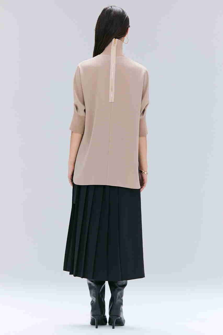 【ベイジ,/BEIGE,】のFLEUR(フルール)/ニットコンビハイネック半袖ブラウス 人気、トレンドファッション・服の通販 founy(ファニー) 　ファッション　Fashion　レディースファッション　Fashion for Women　トップス・カットソー　Cut & Sew Tops　ニット　Knit Tops & Sweaters　シャツ・ブラウス・オフィスカジュアル　Elegant Blouses & Button-Ups　とろみ　Fluid, Flowy Fabric　なめらか　Smooth, Silky Texture　ショート　Short, Short Length　スリーブ　Sleeve, Long Sleeve / Short Sleeve　エレガント 上品　Elegant　半袖　Short Sleeve, Half Sleeve　other-6|ID: prp329100004931524 ipo3291000000037014514