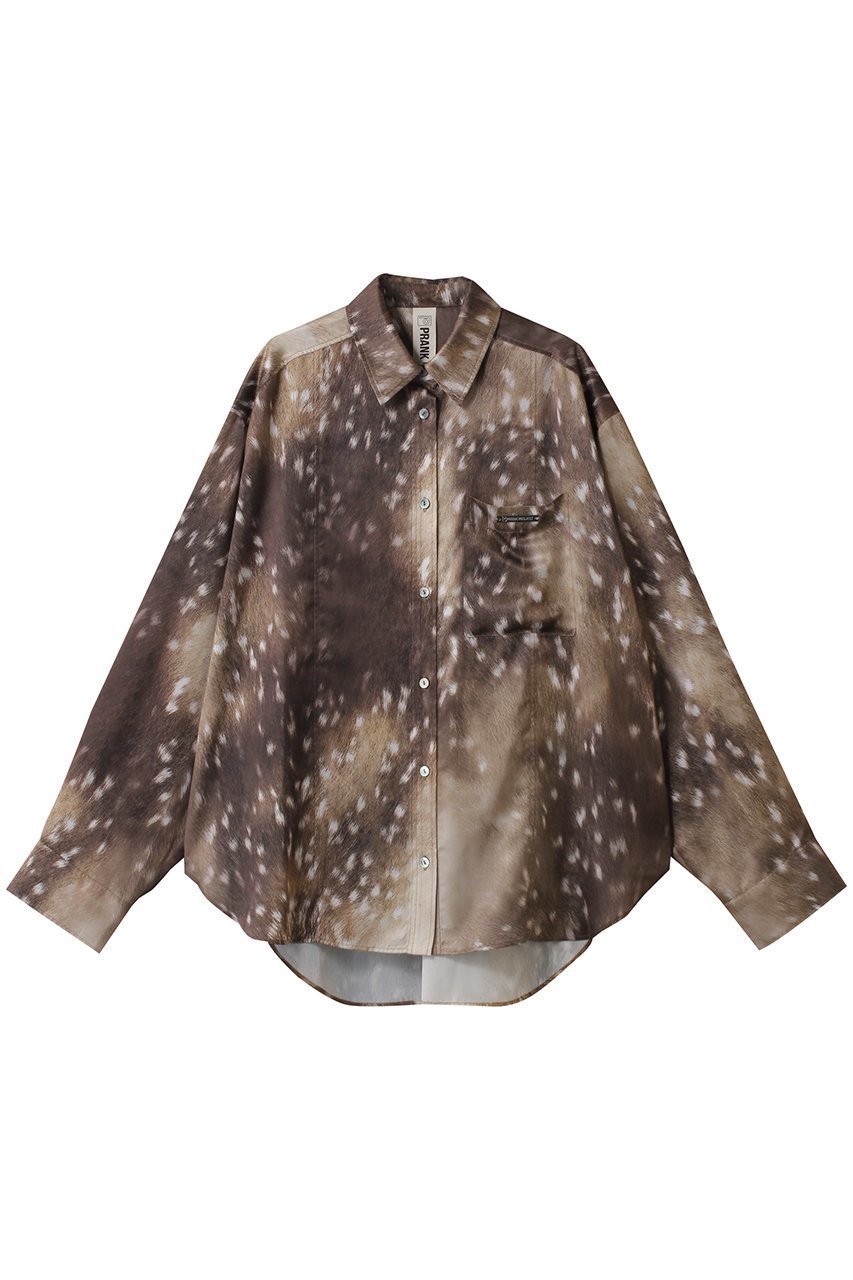 【プランク プロジェクト/PRANK PROJECT】のバンビプリントオーバーシャツ / Bambi Print Overshirt 人気、トレンドファッション・服の通販 founy(ファニー) 　ファッション　Fashion　レディースファッション　Fashion for Women　トップス・カットソー　Cut & Sew Tops　シャツ・ブラウス・オフィスカジュアル　Elegant Blouses & Button-Ups　サテン　Satin, Glossy Fabric　スリーブ　Sleeve, Long Sleeve / Short Sleeve　プリント　Print, Printed Pattern　ロング　Long, Long-Length　エレガント 上品　Elegant　 other-1|ID: prp329100004931543 ipo3291000000037014654