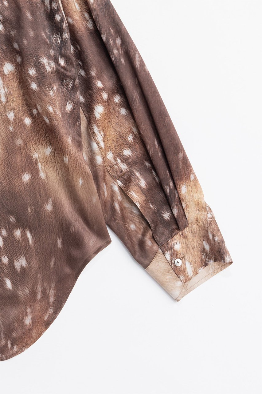 【プランク プロジェクト/PRANK PROJECT】のバンビプリントオーバーシャツ / Bambi Print Overshirt 人気、トレンドファッション・服の通販 founy(ファニー) 　ファッション　Fashion　レディースファッション　Fashion for Women　トップス・カットソー　Cut & Sew Tops　シャツ・ブラウス・オフィスカジュアル　Elegant Blouses & Button-Ups　サテン　Satin, Glossy Fabric　スリーブ　Sleeve, Long Sleeve / Short Sleeve　プリント　Print, Printed Pattern　ロング　Long, Long-Length　エレガント 上品　Elegant　other-7|ID: prp329100004931543 ipo3291000000037014661