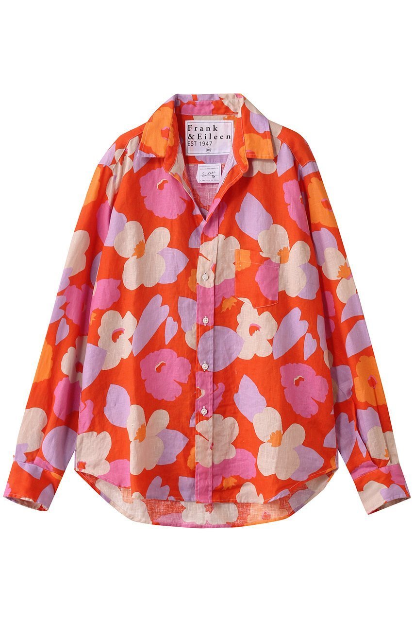 【フランク&アイリーン/Frank&Eileen】のEILEEN イタリアンリネン フラワープリント シャツ 人気、トレンドファッション・服の通販 founy(ファニー) 　ファッション　Fashion　レディースファッション　Fashion for Women　トップス・カットソー　Cut & Sew Tops　シャツ・ブラウス・オフィスカジュアル　Elegant Blouses & Button-Ups　花柄・フラワープリント・モチーフ　Floral Prints & Motifs / Flower Pattern Tops　スリーブ　Sleeve, Long Sleeve / Short Sleeve　フラワー　Flower, Floral　プリント　Print, Printed Pattern　リネン　Linen, Linen Fabric　ロング　Long, Long-Length　 other-1|ID: prp329100004931554 ipo3291000000037014731