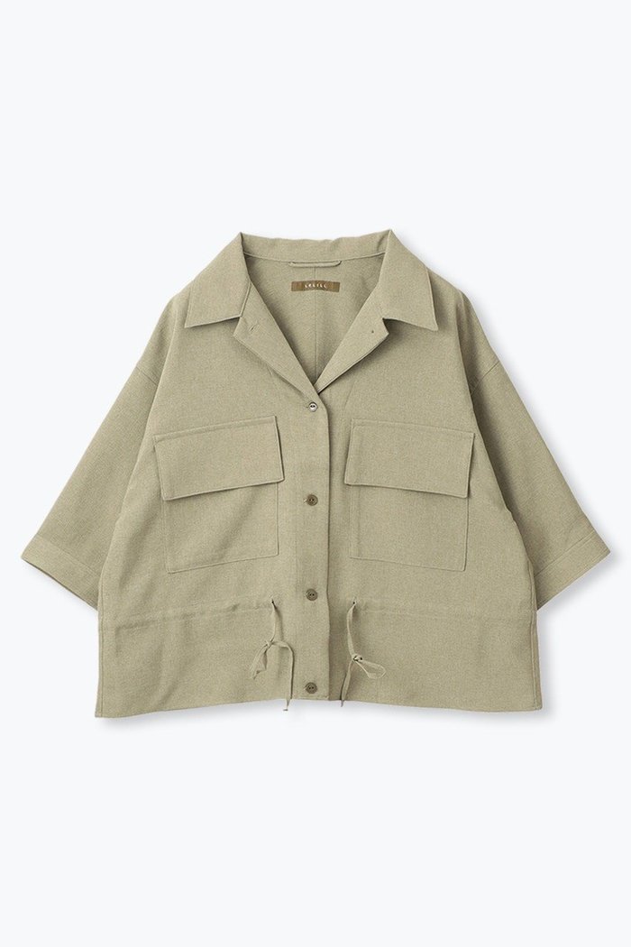 【レリル/lelill】のオープンカラーミリタリーシャツ インテリア・キッズ・メンズ・レディースファッション・服の通販 founy(ファウニー) https://founy.com/ ファッション Fashion レディースファッション Fashion for Women トップス・カットソー Cut & Sew Tops シャツ・ブラウス・オフィスカジュアル Elegant Blouses & Button-Ups ショート Short, Short Length スリーブ Sleeve, Long Sleeve / Short Sleeve ドローコード Drawcord, Drawstring Cord ミリタリー Military, Army Style ワイド Wide, Wide Fit |ID: prp329100004931569 ipo3291000000037014835