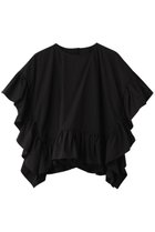 【デザイン ワークス/DESIGN WORKS】のBEAUVET ヘムラッフルポンチブラウス 人気、トレンドファッション・服の通販 founy(ファニー) ファッション Fashion レディースファッション Fashion for Women トップス・カットソー Cut & Sew Tops シャツ・ブラウス・オフィスカジュアル Elegant Blouses & Button-Ups ショート Short, Short Length スリーブ Sleeve, Long Sleeve / Short Sleeve パターン Pattern, Design Print thumbnail ブラック|ID: prp329100004931641 ipo3291000000037015265