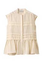 【デパリエ/DEPAREILLE】のウォッシャブルリネンノースリーブペプラムブラウス クリーム|ID: prp329100004931648 ipo3291000000037015303