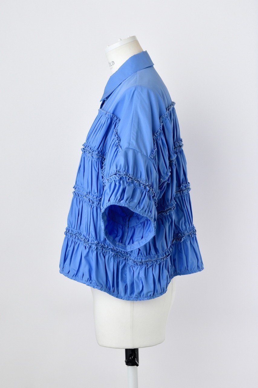 【エンフォルド/ENFOLD】のTIERED GATHER SHIRT/シャツ 人気、トレンドファッション・服の通販 founy(ファニー) 　ファッション　Fashion　レディースファッション　Fashion for Women　トップス・カットソー　Cut & Sew Tops　シャツ・ブラウス・オフィスカジュアル　Elegant Blouses & Button-Ups　ギャザー　Gathered, Ruffled　ショート　Short, Short Length　スリーブ　Sleeve, Long Sleeve / Short Sleeve　フェミニン　Feminine, Girly　ボーダー　Border, Stripe　ワイド　Wide, Wide Fit　other-2|ID: prp329100004931664 ipo3291000000037015391