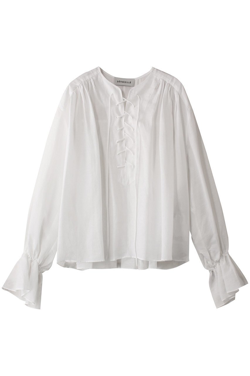 【デパリエ/DEPAREILLE】のリネンレースアップブラウス 人気、トレンドファッション・服の通販 founy(ファニー) 　ファッション　Fashion　レディースファッション　Fashion for Women　トップス・カットソー　Cut & Sew Tops　シャツ・ブラウス・オフィスカジュアル　Elegant Blouses & Button-Ups　シアー　Sheer, See-Through　スリーブ　Sleeve, Long Sleeve / Short Sleeve　リネン　Linen, Linen Fabric　レース　Lace, Lace Fabric　ロング　Long, Long-Length　夏　Summer　定番　Standard, Basic Item　春　Spring　S/S・春夏　SS, Spring/Summer, Warm Season　 other-1|ID: prp329100004931702 ipo3291000000037015613