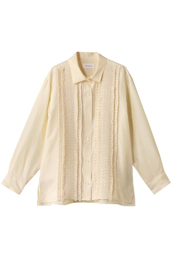 【ガリャルダガランテ/GALLARDAGALANTE】の【HERITANOVUM】フリンジシャツ インテリア・キッズ・メンズ・レディースファッション・服の通販 founy(ファウニー) https://founy.com/ ファッション Fashion レディースファッション Fashion for Women トップス・カットソー Cut & Sew Tops シャツ・ブラウス・オフィスカジュアル Elegant Blouses & Button-Ups とろみ Fluid, Flowy Fabric シルク Silk, 100% Silk スタンダード Standard, Basic スリーブ Sleeve, Long Sleeve / Short Sleeve セットアップ Set-Up, Coordinated Outfit ツイル Twist, Twisted Detail フリンジ Fringe, Tassel ロング Long, Long-Length ワイド Wide, Wide Fit エレガント 上品 Elegant |ID: prp329100004931705 ipo3291000000037015626