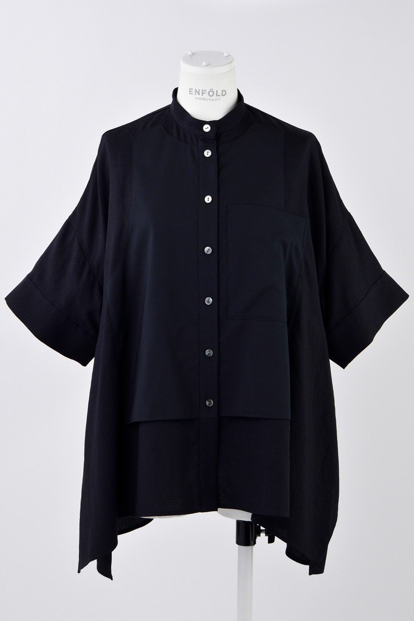 【エンフォルド/ENFOLD】のリネンライク ベストドッキング SH/シャツ インテリア・キッズ・メンズ・レディースファッション・服の通販 founy(ファニー) 　ファッション　Fashion　レディースファッション　Fashion for Women　アウター　Coat / Outerwear Collection　トップス・カットソー　Cut & Sew Tops　キャミソール&ノースリーブ　Camisoles & Sleeveless Tops　シャツ・ブラウス・オフィスカジュアル　Elegant Blouses & Button-Ups　ベスト&ジレ / 重ね着スタイル　Vests & Gilets　カッティング　Cutting Detail　スクエア　Square, Square Shape　ドッキング　Docking, Mixed Material　ドレープ　Drape, Draping Fabric　ノースリーブ　Sleeveless, No-Sleeve　ベスト　Vest, Waistcoat　夏　Summer　定番　Standard, Basic Item　ダークネイビー|ID: prp329100004931716 ipo3291000000037015705