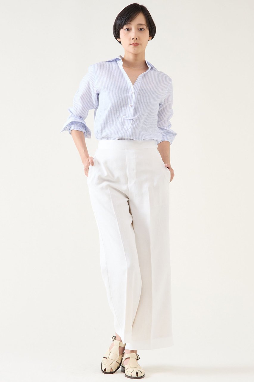 【マルティニーク/martinique】の《定番》リネンパールスキッパーシャツ 人気、トレンドファッション・服の通販 founy(ファニー) 　ファッション　Fashion　レディースファッション　Fashion for Women　トップス・カットソー　Cut & Sew Tops　シャツ・ブラウス・オフィスカジュアル　Elegant Blouses & Button-Ups　エレガント 上品　Elegant　スキッパー　Skipper, Open Collar　スリーブ　Sleeve, Long Sleeve / Short Sleeve　パール　Pearl, Pearl Accent　フェミニン　Feminine, Girly　リネン　Linen, Linen Fabric　ロング　Long, Long-Length　夏　Summer　定番　Standard, Basic Item　other-4|ID: prp329100004931732 ipo3291000000037015801