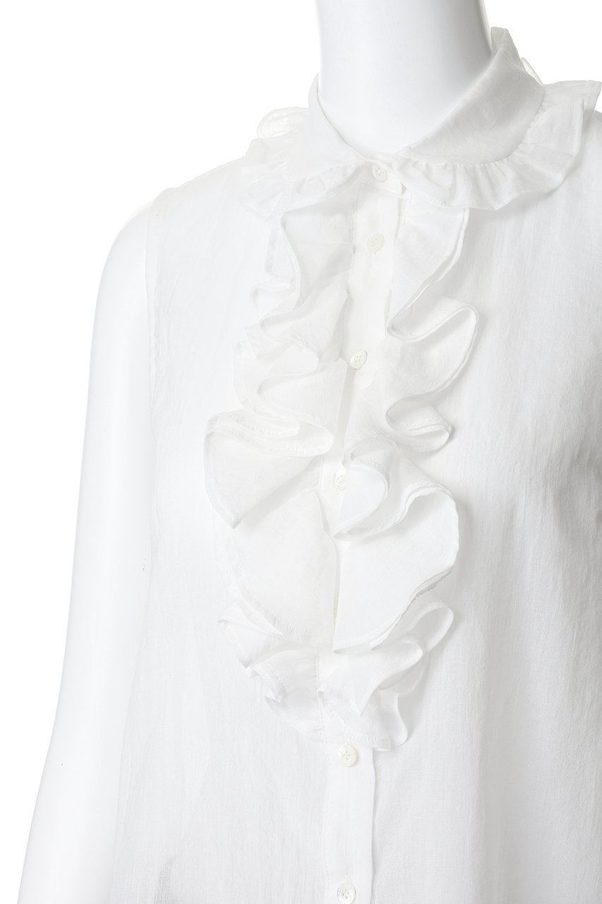 【ビリティス ディセッタン/Bilitis dix-sept ans】のラッフルノースリーブブラウス 人気、トレンドファッション・服の通販 founy(ファニー) 　ファッション　Fashion　レディースファッション　Fashion for Women　トップス・カットソー　Cut & Sew Tops　キャミソール&ノースリーブ　Camisoles & Sleeveless Tops　シャツ・ブラウス・オフィスカジュアル　Elegant Blouses & Button-Ups　センター　Center, Center Line　デニム　Denim, Jeans Material　ノースリーブ　Sleeveless, No-Sleeve　フレア　Flare, Flared　フロント　Front, Front Design　エレガント 上品　Elegant　other-5|ID: prp329100004931801 ipo3291000000037016149