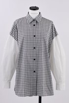 【ナゴンスタンス/nagonstans】のタイプライターcheck 立体スリーブ SH/シャツ Black|ID: prp329100004931829 ipo3291000000037016386