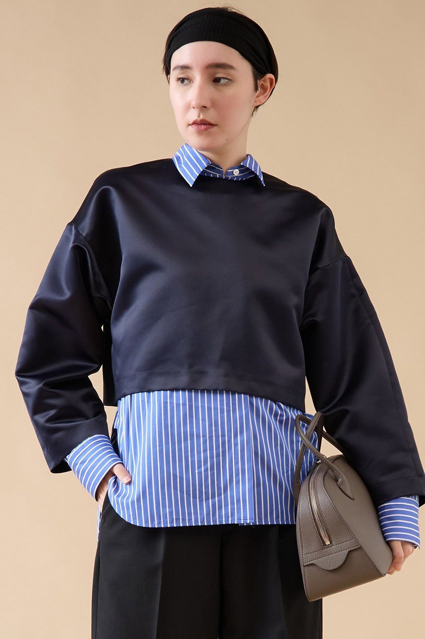 【マルティニーク/martinique】の2wayショートプルオーバー 人気、トレンドファッション・服の通販 founy(ファニー) 　ファッション　Fashion　レディースファッション　Fashion for Women　トップス・カットソー　Cut & Sew Tops　シャツ・ブラウス・オフィスカジュアル　Elegant Blouses & Button-Ups　カジュアルプルオーバー・ニットトップス　Pullovers & Knit Tops / Casual Pullovers　おすすめ　Recommended / Our Picks　インナー　Innerwear　サテン　Satin, Glossy Fabric　ショート　Short, Short Length　スリーブ　Sleeve, Long Sleeve / Short Sleeve　フォルム　Silhouette, Form　フロント　Front, Front Design　ブルゾン　Blouson, Bomber Jacket　ロング　Long, Long-Length　ワイド　Wide, Wide Fit　エレガント 上品　Elegant　羽織　Haori, Light Jacket　 other-1|ID: prp329100004931855 ipo3291000000037016529