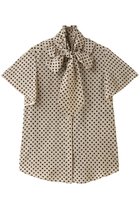 【アルアバイル/allureville】の【Loulou Willoughby】デシンドットフレアスリーブBL A 人気、トレンドファッション・服の通販 founy(ファニー) ファッション Fashion レディースファッション Fashion for Women トップス・カットソー Cut & Sew Tops シャツ・ブラウス・オフィスカジュアル Elegant Blouses & Button-Ups ショート Short, Short Length スタンド Stand Collar, Upright Stand スリーブ Sleeve, Long Sleeve / Short Sleeve ドット Polka Dot, Dot Pattern フリル Frill, Ruffle フレア Flare, Flared リボン Ribbon, Bow エレガント 上品 Elegant 定番 Standard, Basic Item thumbnail ライトベージュ|ID: prp329100004931876 ipo3291000000037016655