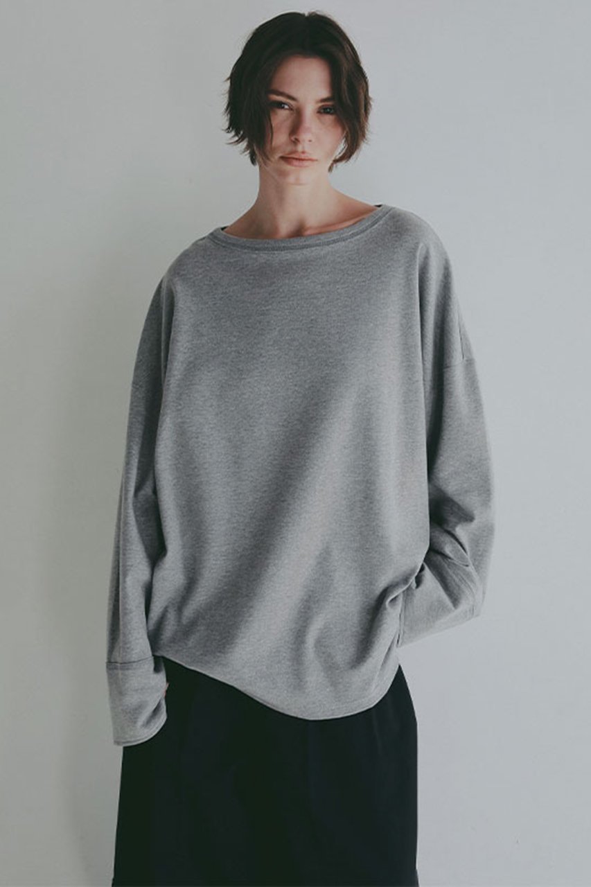 【エトレトウキョウ/ETRE TOKYO】のボートネックカフスロンTee インテリア・キッズ・メンズ・レディースファッション・服の通販 founy(ファニー) 　ファッション　Fashion　レディースファッション　Fashion for Women　トップス・カットソー　Cut & Sew Tops　シャツ・ブラウス・オフィスカジュアル　Elegant Blouses & Button-Ups　ロングTシャツ・Tシャツ　Longline T-Shirts & Tees　カットソー・ベーシックTシャツ　Cut-and-Sewn Tops / Stretch Tees & Basics　カフス　Cuff Design　今季　This Season, Current Season　シンプル　Simple, Minimal　スリーブ　Sleeve, Long Sleeve / Short Sleeve　デコルテ　Décolleté, Neckline　なめらか　Smooth, Silky Texture　バランス　Balance, Style Balance　フォルム　Silhouette, Form　リラックス　Relax, Relaxed Fit　ロング　Long, Long-Length　エレガント 上品　Elegant　グレー|ID: prp329100004931933 ipo3291000000037016960