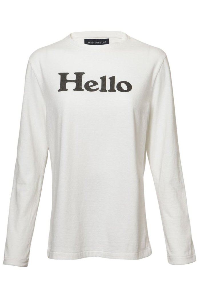 【マディソンブルー/MADISONBLUE】のHELLO L/S TEE ロングスリーブTシャツ インテリア・キッズ・メンズ・レディースファッション・服の通販 founy(ファニー) https://founy.com/ ファッション Fashion レディースファッション Fashion for Women トップス・カットソー Cut & Sew Tops シャツ・ブラウス・オフィスカジュアル Elegant Blouses & Button-Ups ロングTシャツ・Tシャツ Longline T-Shirts & Tees カットソー・ベーシックTシャツ Cut-and-Sewn Tops / Stretch Tees & Basics インナー Innerwear カーゴパンツ Cargo Pants, Utility Pants ジャケット Jacket, Outerwear スリーブ Sleeve, Long Sleeve / Short Sleeve デニム Denim, Jeans Material プリント Print, Printed Pattern リラックス Relax, Relaxed Fit ロング Long, Long-Length ワイド Wide, Wide Fit 長袖 Long Sleeve, Full Sleeve |ID: prp329100004931949 ipo3291000000037017095