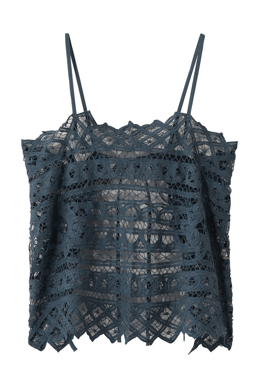 【マリリンムーン/MARILYN MOON】の【SOI-MeME】コードレースキャミソール インテリア・キッズ・メンズ・レディースファッション・服の通販 founy(ファニー) 　ファッション　Fashion　レディースファッション　Fashion for Women　トップス・カットソー　Cut & Sew Tops　キャミソール&ノースリーブ　Camisoles & Sleeveless Tops　シャツ・ブラウス・オフィスカジュアル　Elegant Blouses & Button-Ups　ロングTシャツ・Tシャツ　Longline T-Shirts & Tees　カットソー・ベーシックTシャツ　Cut-and-Sewn Tops / Stretch Tees & Basics　キャミソール　Camisole, Spaghetti Strap Top　タンク　Tank Top, Sleeveless Top　ドレープ　Drape, Draping Fabric　リボン　Ribbon, Bow　レース　Lace, Lace Fabric　ダークブルー|ID: prp329100004931959 ipo3291000000037017186