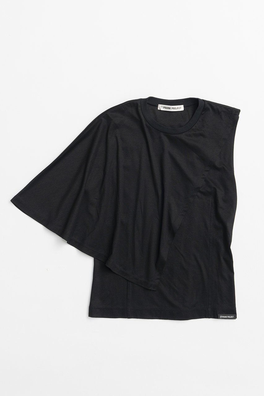 【プランク プロジェクト/PRANK PROJECT】のアシンメトリーケープTEE / Asymmetrical Cape T-Shirt 人気、トレンドファッション・服の通販 founy(ファニー) 　ファッション　Fashion　レディースファッション　Fashion for Women　トップス・カットソー　Cut & Sew Tops　シャツ・ブラウス・オフィスカジュアル　Elegant Blouses & Button-Ups　ロングTシャツ・Tシャツ　Longline T-Shirts & Tees　カットソー・ベーシックTシャツ　Cut-and-Sewn Tops / Stretch Tees & Basics　なめらか　Smooth, Silky Texture　アシンメトリー　Asymmetrical Style　ショート　Short, Short Length　シンプル　Simple, Minimal　スリーブ　Sleeve, Long Sleeve / Short Sleeve　フィット　Fit, Slim Fit　ワイド　Wide, Wide Fit　夏　Summer　新作・新入荷　New Arrivals / New In　 other-1|ID: prp329100004931989 ipo3291000000037017428