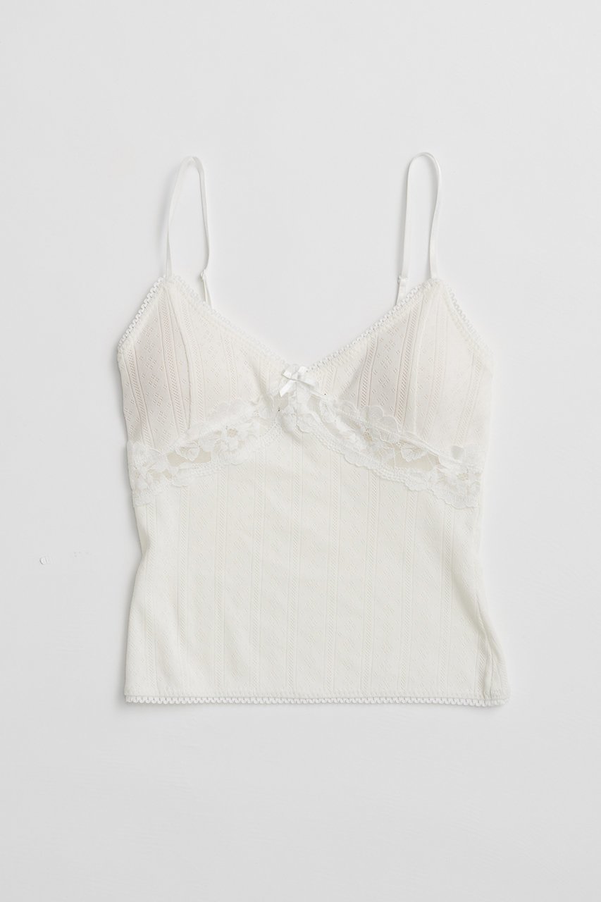 【プランク プロジェクト/PRANK PROJECT】のアイレットレースカップインキャミ / Eyelet Lace Cup-In Cami インテリア・キッズ・メンズ・レディースファッション・服の通販 founy(ファニー) 　ファッション　Fashion　レディースファッション　Fashion for Women　トップス・カットソー　Cut & Sew Tops　キャミソール&ノースリーブ　Camisoles & Sleeveless Tops　シャツ・ブラウス・オフィスカジュアル　Elegant Blouses & Button-Ups　ロングTシャツ・Tシャツ　Longline T-Shirts & Tees　カットソー・ベーシックTシャツ　Cut-and-Sewn Tops / Stretch Tees & Basics　インナー　Innerwear　キャミソール　Camisole, Spaghetti Strap Top　ジャケット　Jacket, Outerwear　タンク　Tank Top, Sleeveless Top　トリミング　Trimming, Decorative Edge　トレンド　Trend, Trending Now　パターン　Pattern, Design Print　メッシュ　Mesh, Net Fabric　モチーフ　Motif, Design Theme　ランジェリー　Lingerie, Intimate Wear　リボン　Ribbon, Bow　レース　Lace, Lace Fabric　エレガント 上品　Elegant　新作・新入荷　New Arrivals / New In　WHT(ホワイト)|ID: prp329100004931990 ipo3291000000037017442