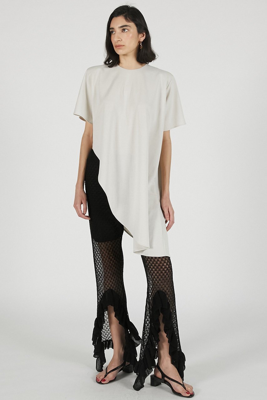 【プランク プロジェクト/PRANK PROJECT】のショルダーパッドアシメケープTシャツ / Shoulder Pad Asymmetrical Cape T-Shirt 人気、トレンドファッション・服の通販 founy(ファニー) 　ファッション　Fashion　レディースファッション　Fashion for Women　トップス・カットソー　Cut & Sew Tops　シャツ・ブラウス・オフィスカジュアル　Elegant Blouses & Button-Ups　ロングTシャツ・Tシャツ　Longline T-Shirts & Tees　カットソー・ベーシックTシャツ　Cut-and-Sewn Tops / Stretch Tees & Basics　アシンメトリー　Asymmetrical Style　エレガント 上品　Elegant　ショート　Short, Short Length　スリーブ　Sleeve, Long Sleeve / Short Sleeve　バランス　Balance, Style Balance　ミックス　Mix, Mixed Style　リネン　Linen, Linen Fabric　新作・新入荷　New Arrivals / New In　other-2|ID: prp329100004931992 ipo3291000000037017465