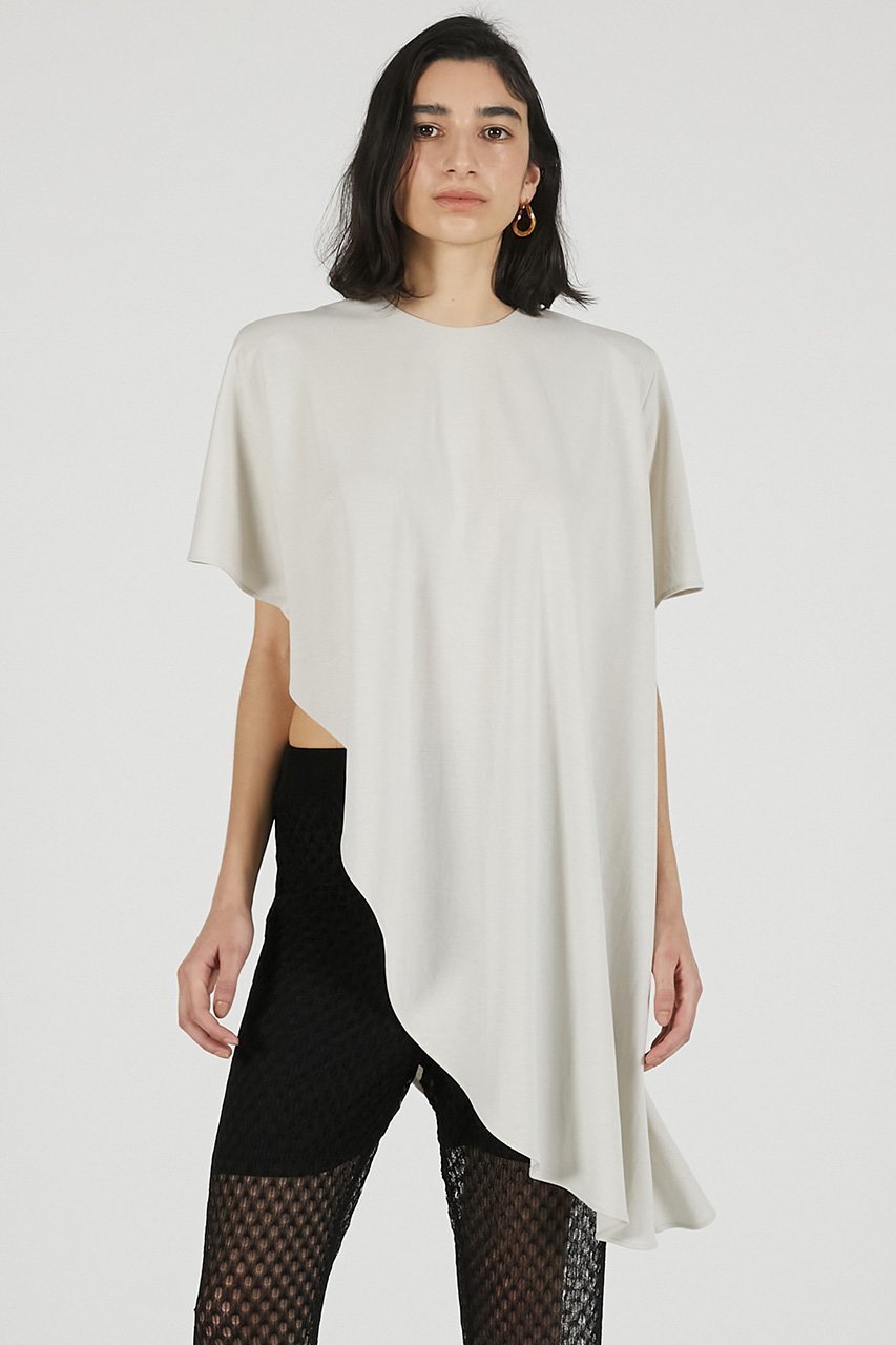 【プランク プロジェクト/PRANK PROJECT】のショルダーパッドアシメケープTシャツ / Shoulder Pad Asymmetrical Cape T-Shirt 人気、トレンドファッション・服の通販 founy(ファニー) 　ファッション　Fashion　レディースファッション　Fashion for Women　トップス・カットソー　Cut & Sew Tops　シャツ・ブラウス・オフィスカジュアル　Elegant Blouses & Button-Ups　ロングTシャツ・Tシャツ　Longline T-Shirts & Tees　カットソー・ベーシックTシャツ　Cut-and-Sewn Tops / Stretch Tees & Basics　アシンメトリー　Asymmetrical Style　エレガント 上品　Elegant　ショート　Short, Short Length　スリーブ　Sleeve, Long Sleeve / Short Sleeve　バランス　Balance, Style Balance　ミックス　Mix, Mixed Style　リネン　Linen, Linen Fabric　新作・新入荷　New Arrivals / New In　other-4|ID: prp329100004931992 ipo3291000000037017467
