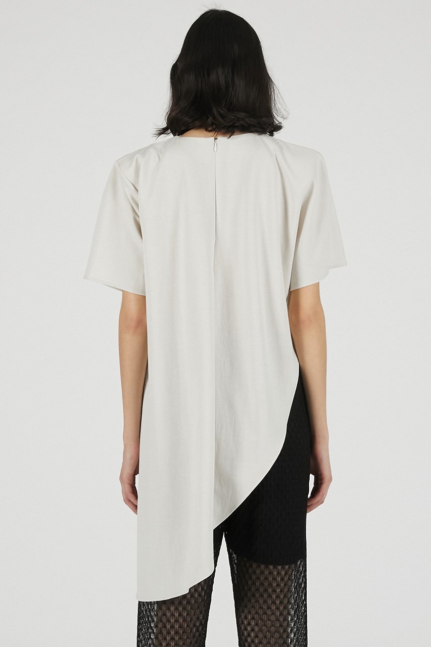 【プランク プロジェクト/PRANK PROJECT】のショルダーパッドアシメケープTシャツ / Shoulder Pad Asymmetrical Cape T-Shirt 人気、トレンドファッション・服の通販 founy(ファニー) 　ファッション　Fashion　レディースファッション　Fashion for Women　トップス・カットソー　Cut & Sew Tops　シャツ・ブラウス・オフィスカジュアル　Elegant Blouses & Button-Ups　ロングTシャツ・Tシャツ　Longline T-Shirts & Tees　カットソー・ベーシックTシャツ　Cut-and-Sewn Tops / Stretch Tees & Basics　アシンメトリー　Asymmetrical Style　エレガント 上品　Elegant　ショート　Short, Short Length　スリーブ　Sleeve, Long Sleeve / Short Sleeve　バランス　Balance, Style Balance　ミックス　Mix, Mixed Style　リネン　Linen, Linen Fabric　新作・新入荷　New Arrivals / New In　other-6|ID: prp329100004931992 ipo3291000000037017469