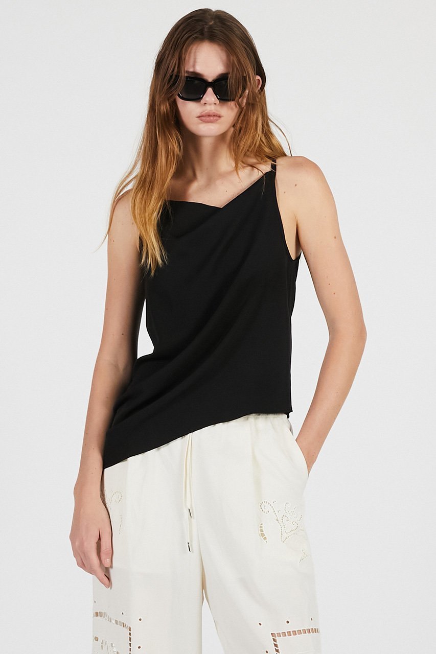 【プランク プロジェクト/PRANK PROJECT】のドレープキャミ / Drape Cami インテリア・キッズ・メンズ・レディースファッション・服の通販 founy(ファニー) 　ファッション　Fashion　レディースファッション　Fashion for Women　トップス・カットソー　Cut & Sew Tops　キャミソール&ノースリーブ　Camisoles & Sleeveless Tops　シャツ・ブラウス・オフィスカジュアル　Elegant Blouses & Button-Ups　ロングTシャツ・Tシャツ　Longline T-Shirts & Tees　カットソー・ベーシックTシャツ　Cut-and-Sewn Tops / Stretch Tees & Basics　おすすめ　Recommended / Our Picks　キャミソール　Camisole, Spaghetti Strap Top　ストライプ　Stripe, Striped Pattern　セットアップ　Set-Up, Coordinated Outfit　タンク　Tank Top, Sleeveless Top　ツイル　Twist, Twisted Detail　ドレープ　Drape, Draping Fabric　新作・新入荷　New Arrivals / New In　軽量　Lightweight, Ultra Light　BLK(ブラック)|ID: prp329100004931994 ipo3291000000037017484