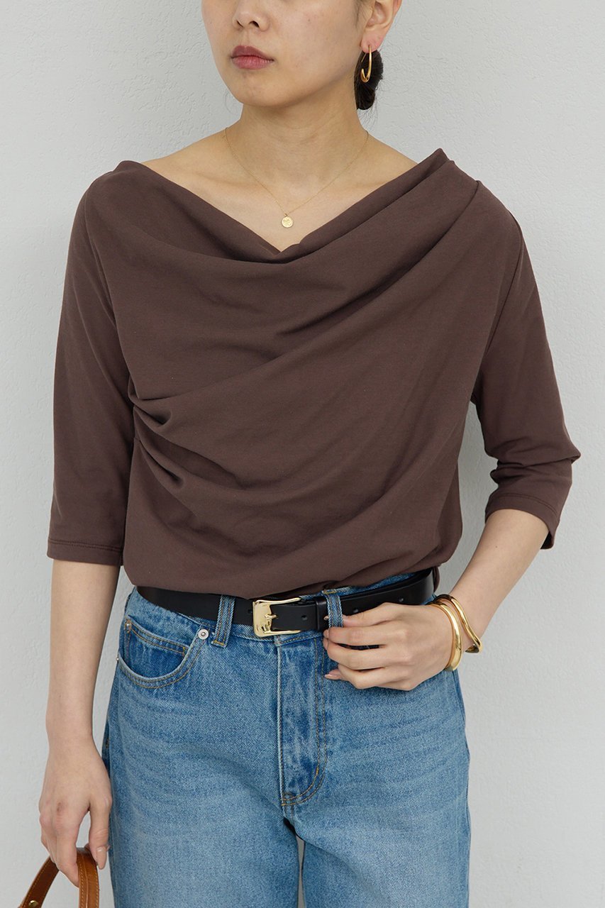 【ガリャルダガランテ/GALLARDAGALANTE】の2WAY ハーフスリーブカットソー 人気、トレンドファッション・服の通販 founy(ファニー) 　ファッション　Fashion　レディースファッション　Fashion for Women　トップス・カットソー　Cut & Sew Tops　シャツ・ブラウス・オフィスカジュアル　Elegant Blouses & Button-Ups　ロングTシャツ・Tシャツ　Longline T-Shirts & Tees　カットソー・ベーシックTシャツ　Cut-and-Sewn Tops / Stretch Tees & Basics　カットソー　Cut and Sewn Top　ショート　Short, Short Length　スリーブ　Sleeve, Long Sleeve / Short Sleeve　ドレープ　Drape, Draping Fabric　新作・新入荷　New Arrivals / New In　other-5|ID: prp329100004931999 ipo3291000000037017531