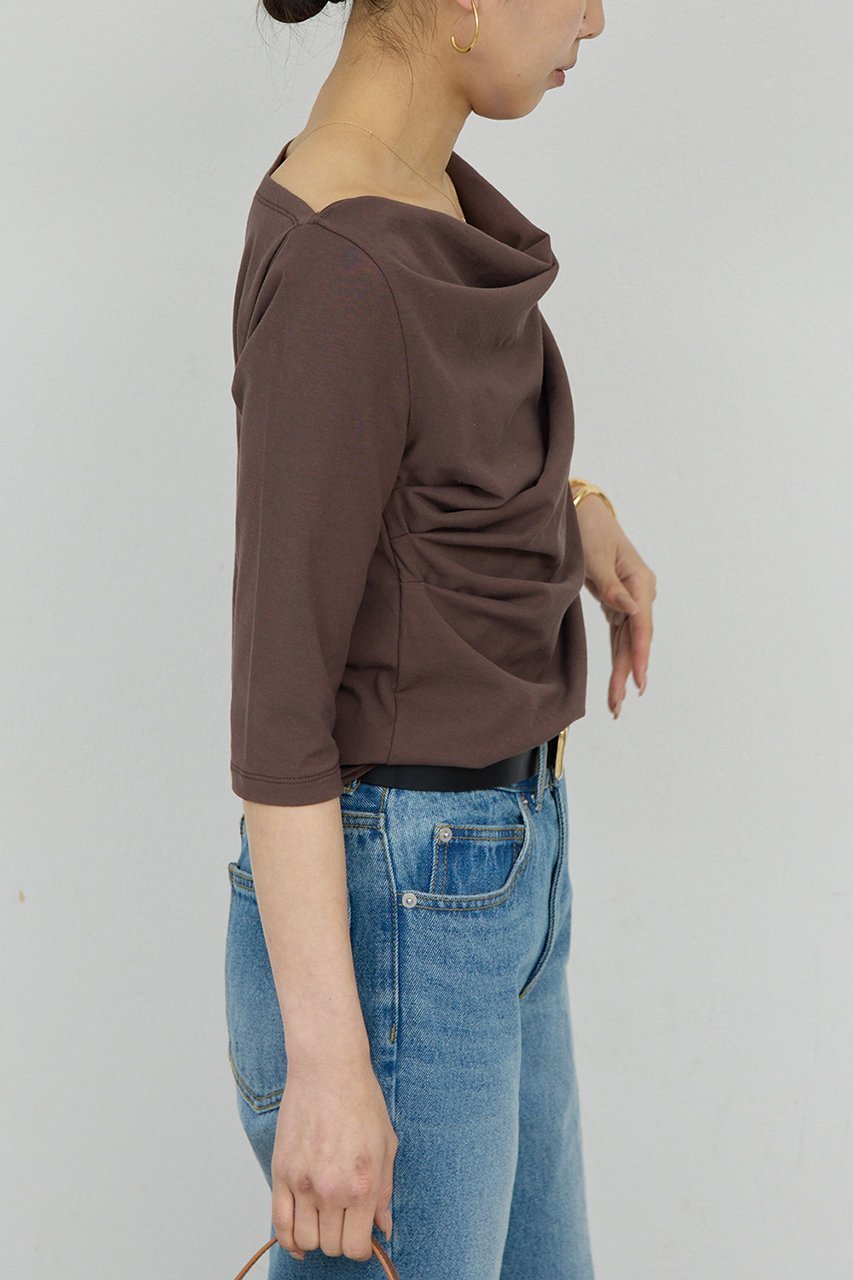 【ガリャルダガランテ/GALLARDAGALANTE】の2WAY ハーフスリーブカットソー 人気、トレンドファッション・服の通販 founy(ファニー) 　ファッション　Fashion　レディースファッション　Fashion for Women　トップス・カットソー　Cut & Sew Tops　シャツ・ブラウス・オフィスカジュアル　Elegant Blouses & Button-Ups　ロングTシャツ・Tシャツ　Longline T-Shirts & Tees　カットソー・ベーシックTシャツ　Cut-and-Sewn Tops / Stretch Tees & Basics　カットソー　Cut and Sewn Top　ショート　Short, Short Length　スリーブ　Sleeve, Long Sleeve / Short Sleeve　ドレープ　Drape, Draping Fabric　新作・新入荷　New Arrivals / New In　other-6|ID: prp329100004931999 ipo3291000000037017532