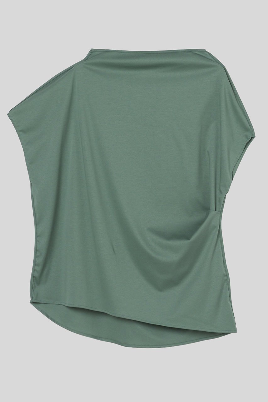 【イロット/IIROT】のサイドタック コットン トップス インテリア・キッズ・メンズ・レディースファッション・服の通販 founy(ファニー) 　ファッション　Fashion　レディースファッション　Fashion for Women　トップス・カットソー　Cut & Sew Tops　シャツ・ブラウス・オフィスカジュアル　Elegant Blouses & Button-Ups　ロングTシャツ・Tシャツ　Longline T-Shirts & Tees　カットソー・ベーシックTシャツ　Cut-and-Sewn Tops / Stretch Tees & Basics　なめらか　Smooth, Silky Texture　アシンメトリー　Asymmetrical Style　コンパクト　Compact, Small Size　ショート　Short, Short Length　シンプル　Simple, Minimal　スリーブ　Sleeve, Long Sleeve / Short Sleeve　ドレープ　Drape, Draping Fabric　パターン　Pattern, Design Print　ボトム　Bottoms, Lower Wear　新作・新入荷　New Arrivals / New In　フレンチグリーン|ID: prp329100004932010 ipo3291000000037017609