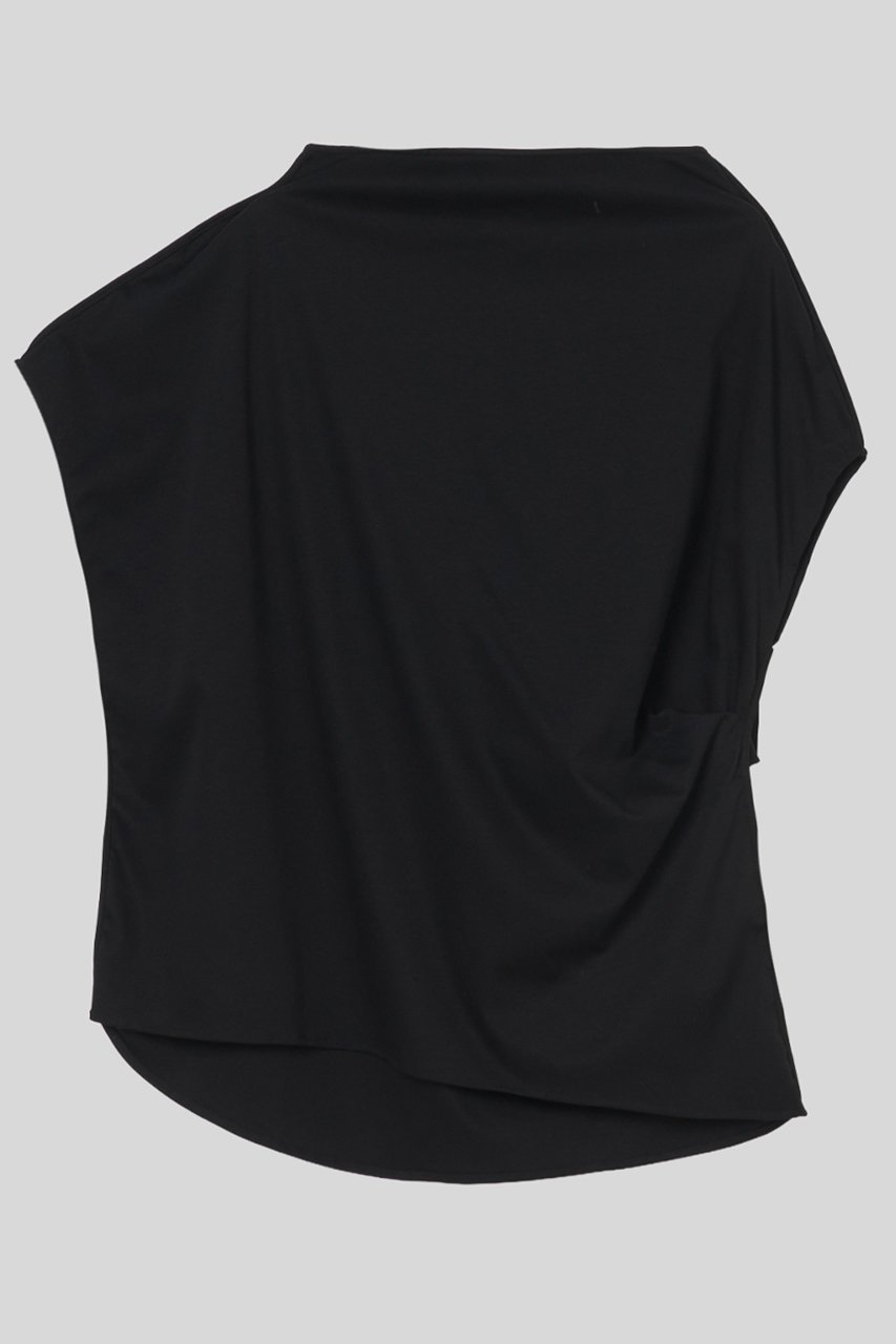 【イロット/IIROT】のサイドタック コットン トップス インテリア・キッズ・メンズ・レディースファッション・服の通販 founy(ファニー) 　ファッション　Fashion　レディースファッション　Fashion for Women　トップス・カットソー　Cut & Sew Tops　シャツ・ブラウス・オフィスカジュアル　Elegant Blouses & Button-Ups　ロングTシャツ・Tシャツ　Longline T-Shirts & Tees　カットソー・ベーシックTシャツ　Cut-and-Sewn Tops / Stretch Tees & Basics　なめらか　Smooth, Silky Texture　アシンメトリー　Asymmetrical Style　コンパクト　Compact, Small Size　ショート　Short, Short Length　シンプル　Simple, Minimal　スリーブ　Sleeve, Long Sleeve / Short Sleeve　ドレープ　Drape, Draping Fabric　パターン　Pattern, Design Print　ボトム　Bottoms, Lower Wear　新作・新入荷　New Arrivals / New In　ブラック|ID: prp329100004932010 ipo3291000000037017610