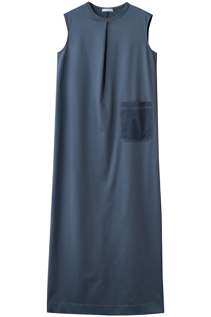 【チノ/CINOH】のREFINA ストラクチャード スリーブレス ドレス インテリア・キッズ・メンズ・レディースファッション・服の通販 founy(ファニー) 　ファッション　Fashion　レディースファッション　Fashion for Women　ワンピース　Dresses　フォーマル・パーティードレス・結婚式用ドレス　Elegant & Casual Dresses　チュニック　Tunic Tops & Dresses　サテン　Satin, Glossy Fabric　スリーブ　Sleeve, Long Sleeve / Short Sleeve　チュニック　Tunic, Long Top　ドレス　Dress, One-Piece　ポケット　Pocket, Pocket Detail　ロング　Long, Long-Length　定番　Standard, Basic Item　新作・新入荷　New Arrivals / New In　ブルー|ID: prp329100004932018 ipo3291000000037017667