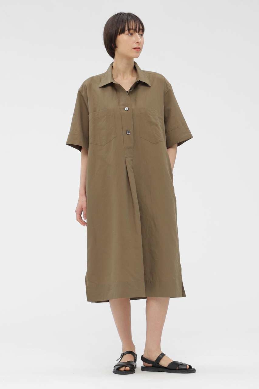 【マーガレットハウエル/MARGARET HOWELL】のCOTTON LINEN PLAIN WEAVE DRESS インテリア・キッズ・メンズ・レディースファッション・服の通販 founy(ファニー) 　ファッション　Fashion　レディースファッション　Fashion for Women　ワンピース　Dresses　フォーマル・パーティードレス・結婚式用ドレス　Elegant & Casual Dresses　チュニック　Tunic Tops & Dresses　チュニック　Tunic, Long Top　ドレス　Dress, One-Piece　バランス　Balance, Style Balance　フィット　Fit, Slim Fit　フレア　Flare, Flared　リネン　Linen, Linen Fabric　エレガント 上品　Elegant　夏　Summer　新作・新入荷　New Arrivals / New In　カーキ|ID: prp329100004932023 ipo3291000000037017714