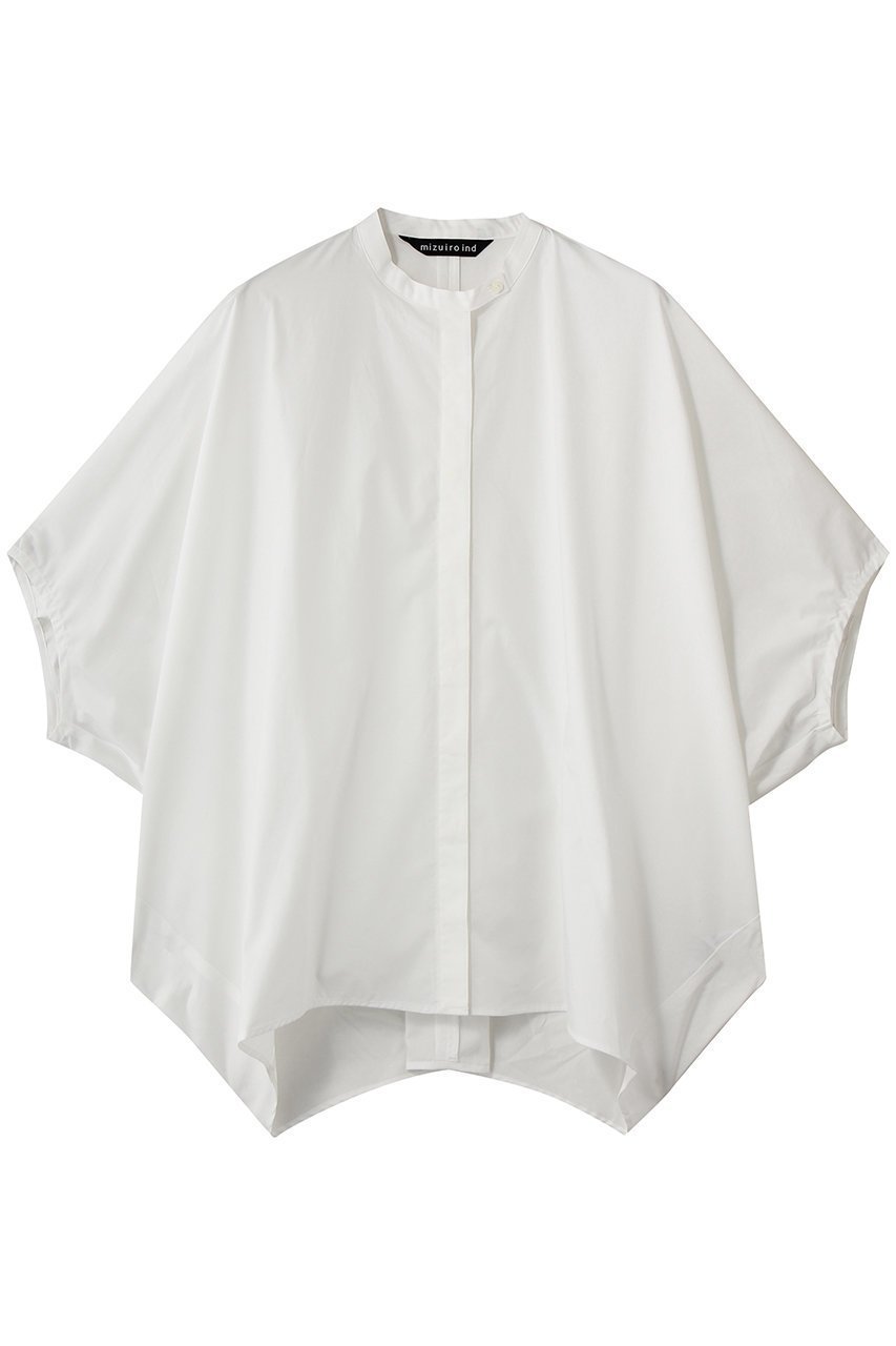 【ミズイロ インド/mizuiro ind】のstand collar cocoon shirt シャツ インテリア・キッズ・メンズ・レディースファッション・服の通販 founy(ファニー) 　ファッション　Fashion　レディースファッション　Fashion for Women　トップス・カットソー　Cut & Sew Tops　シャツ・ブラウス・オフィスカジュアル　Elegant Blouses & Button-Ups　ショート　Short, Short Length　スリーブ　Sleeve, Long Sleeve / Short Sleeve　ポンチョ　Poncho, Cape Style　ロング　Long, Long-Length　エレガント 上品　Elegant　新作・新入荷　New Arrivals / New In　off white|ID: prp329100004932027 ipo3291000000037017738