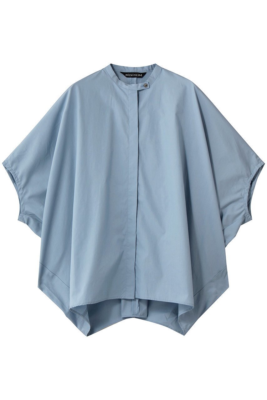 【ミズイロ インド/mizuiro ind】のstand collar cocoon shirt シャツ インテリア・キッズ・メンズ・レディースファッション・服の通販 founy(ファニー) 　ファッション　Fashion　レディースファッション　Fashion for Women　トップス・カットソー　Cut & Sew Tops　シャツ・ブラウス・オフィスカジュアル　Elegant Blouses & Button-Ups　ショート　Short, Short Length　スリーブ　Sleeve, Long Sleeve / Short Sleeve　ポンチョ　Poncho, Cape Style　ロング　Long, Long-Length　エレガント 上品　Elegant　新作・新入荷　New Arrivals / New In　l.blue|ID: prp329100004932027 ipo3291000000037017739