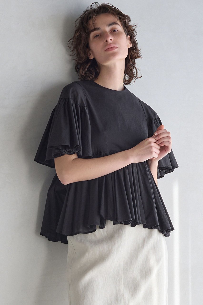 【マルティニーク/martinique】の【MARIHA】フリージアのブラウス インテリア・キッズ・メンズ・レディースファッション・服の通販 founy(ファニー) 　ファッション　Fashion　レディースファッション　Fashion for Women　トップス・カットソー　Cut & Sew Tops　シャツ・ブラウス・オフィスカジュアル　Elegant Blouses & Button-Ups　インド　Indian Textile　ギャザー　Gathered, Ruffled　ショート　Short, Short Length　スリーブ　Sleeve, Long Sleeve / Short Sleeve　ドロップ　Drop Shoulder, Dropped Style　フォルム　Silhouette, Form　フレア　Flare, Flared　ペプラム　Peplum, Flared Hem　ラウンド　Round, Round Neck　新作・新入荷　New Arrivals / New In　ブラック|ID: prp329100004932032 ipo3291000000037017773