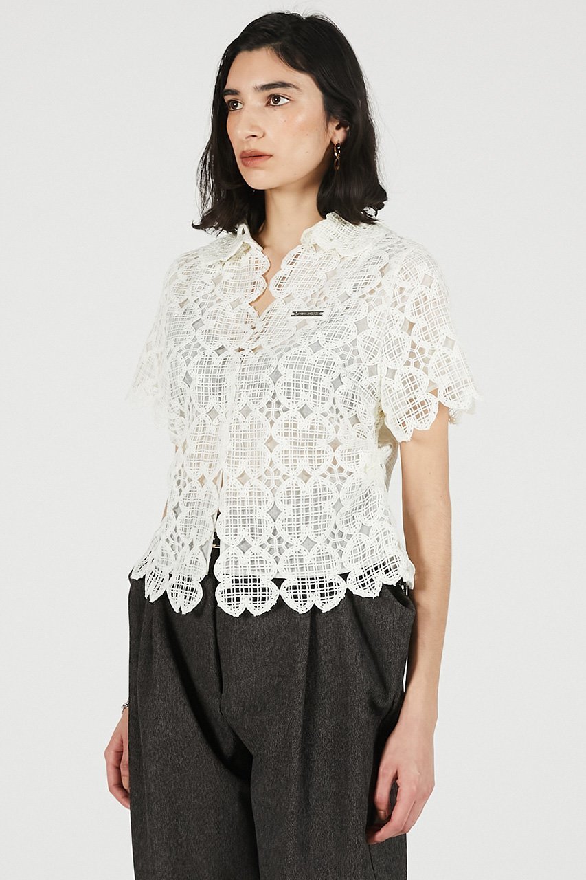 【プランク プロジェクト/PRANK PROJECT】のスカラップクローバーレーストップ / Scallop Clover Lace Top 人気、トレンドファッション・服の通販 founy(ファニー) 　ファッション　Fashion　レディースファッション　Fashion for Women　トップス・カットソー　Cut & Sew Tops　シャツ・ブラウス・オフィスカジュアル　Elegant Blouses & Button-Ups　おすすめ　Recommended / Our Picks　エレガント 上品　Elegant　コンパクト　Compact, Small Size　シアー　Sheer, See-Through　ショート　Short, Short Length　スリーブ　Sleeve, Long Sleeve / Short Sleeve　ハンド　Hand, Handmade　レース　Lace, Lace Fabric　新作・新入荷　New Arrivals / New In　other-5|ID: prp329100004932039 ipo3291000000037017836