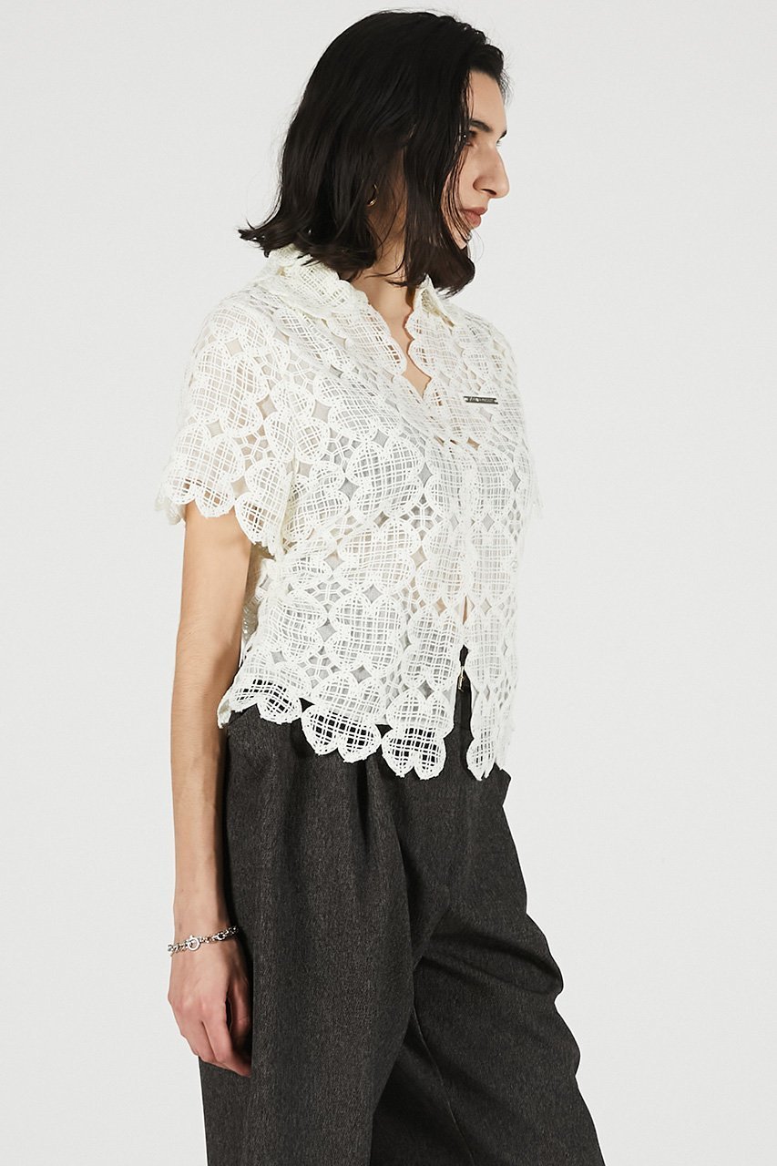 【プランク プロジェクト/PRANK PROJECT】のスカラップクローバーレーストップ / Scallop Clover Lace Top 人気、トレンドファッション・服の通販 founy(ファニー) 　ファッション　Fashion　レディースファッション　Fashion for Women　トップス・カットソー　Cut & Sew Tops　シャツ・ブラウス・オフィスカジュアル　Elegant Blouses & Button-Ups　おすすめ　Recommended / Our Picks　エレガント 上品　Elegant　コンパクト　Compact, Small Size　シアー　Sheer, See-Through　ショート　Short, Short Length　スリーブ　Sleeve, Long Sleeve / Short Sleeve　ハンド　Hand, Handmade　レース　Lace, Lace Fabric　新作・新入荷　New Arrivals / New In　other-6|ID: prp329100004932039 ipo3291000000037017837