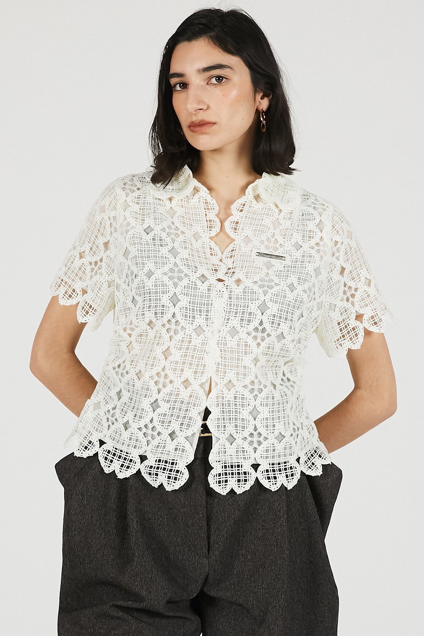 【プランク プロジェクト/PRANK PROJECT】のスカラップクローバーレーストップ / Scallop Clover Lace Top 人気、トレンドファッション・服の通販 founy(ファニー) 　ファッション　Fashion　レディースファッション　Fashion for Women　トップス・カットソー　Cut & Sew Tops　シャツ・ブラウス・オフィスカジュアル　Elegant Blouses & Button-Ups　おすすめ　Recommended / Our Picks　エレガント 上品　Elegant　コンパクト　Compact, Small Size　シアー　Sheer, See-Through　ショート　Short, Short Length　スリーブ　Sleeve, Long Sleeve / Short Sleeve　ハンド　Hand, Handmade　レース　Lace, Lace Fabric　新作・新入荷　New Arrivals / New In　other-8|ID: prp329100004932039 ipo3291000000037017839