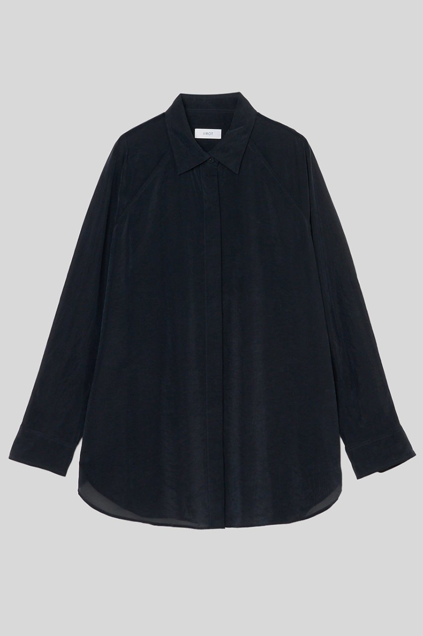 【イロット/IIROT】のライトシアー シャツ インテリア・キッズ・メンズ・レディースファッション・服の通販 founy(ファニー) 　ファッション　Fashion　レディースファッション　Fashion for Women　トップス・カットソー　Cut & Sew Tops　シャツ・ブラウス・オフィスカジュアル　Elegant Blouses & Button-Ups　キュプラ　Cupro, Eco Fabric　シアー　Sheer, See-Through　スリーブ　Sleeve, Long Sleeve / Short Sleeve　ドレープ　Drape, Draping Fabric　ピーチ　Peach, Soft Touch　フォルム　Silhouette, Form　ロング　Long, Long-Length　新作・新入荷　New Arrivals / New In　ブラック|ID: prp329100004932040 ipo3291000000037017842