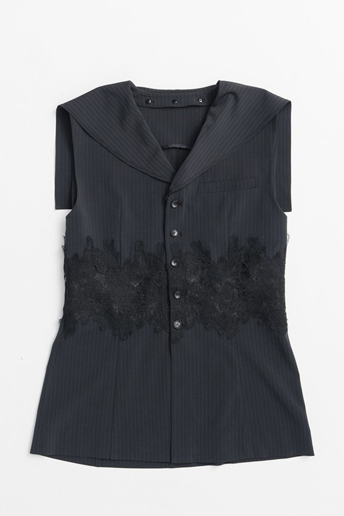 【プランク プロジェクト/PRANK PROJECT】のレースコンビセーラージレ / Lace Combo Sailor Gilet インテリア・キッズ・メンズ・レディースファッション・服の通販 founy(ファニー) https://founy.com/ ファッション Fashion レディースファッション Fashion for Women アウター Coat / Outerwear Collection レディースジャケット・軽アウター Jackets おすすめ Recommended / Our Picks ジャケット Jacket, Outerwear ストライプ Stripe, Striped Pattern ベスト Vest, Waistcoat マニッシュ Mannish, Boyish レース Lace, Lace Fabric 夏 Summer 新作・新入荷 New Arrivals / New In |ID: prp329100004932058 ipo3291000000037017978